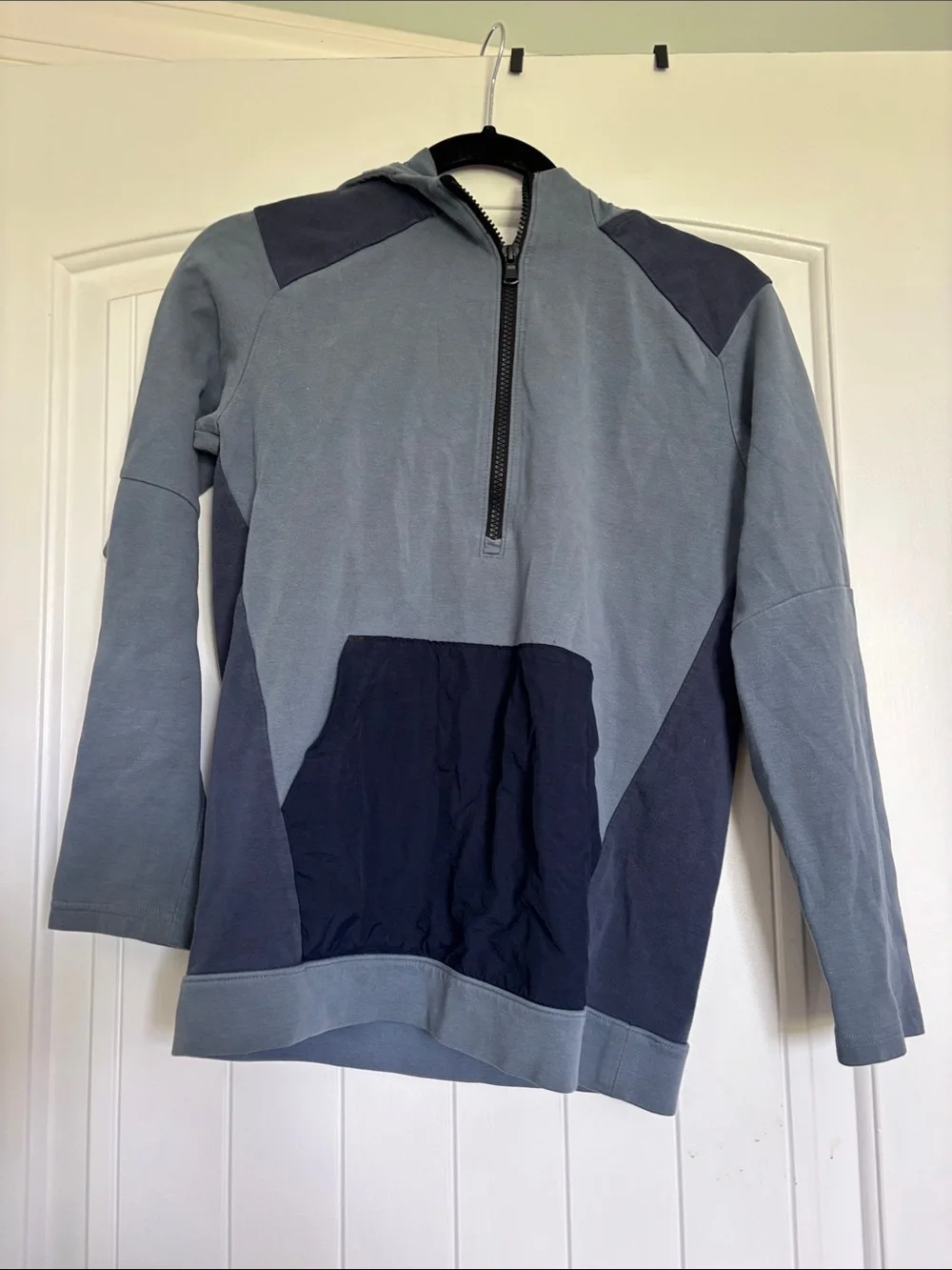 Old Navy Blue and Navy Quarter-Zip Hooded Kids Sweater